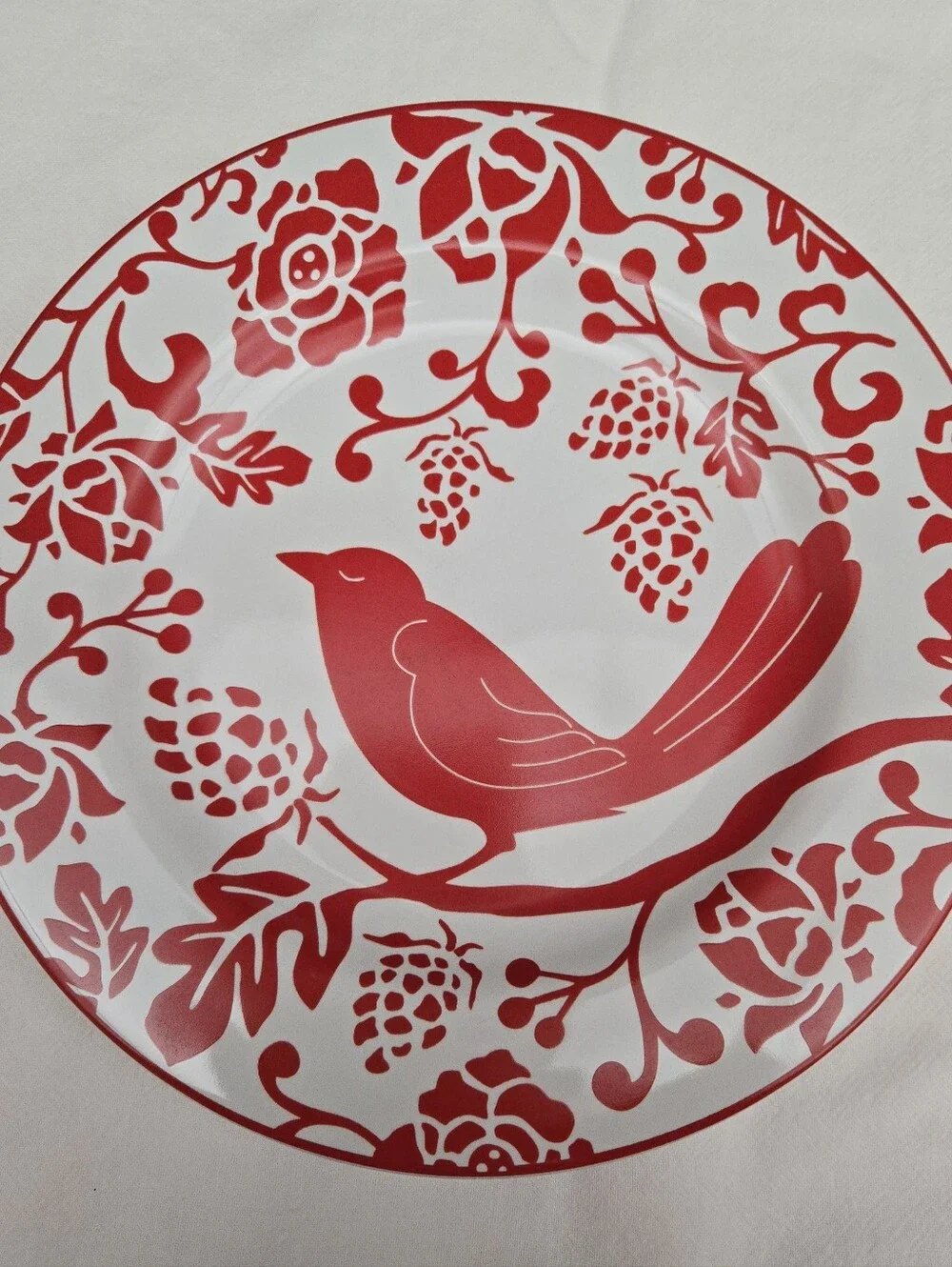 Vtg. Toneware By Pier 1 Decorstive Red Bitd Plate 8